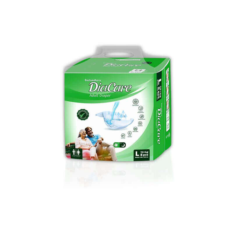 2 B DiaCare Adult Diaper - L (70 kg+) Bashundhara DiaCare Adult Diaper L (70 kg+) 8 pcs - Image 1