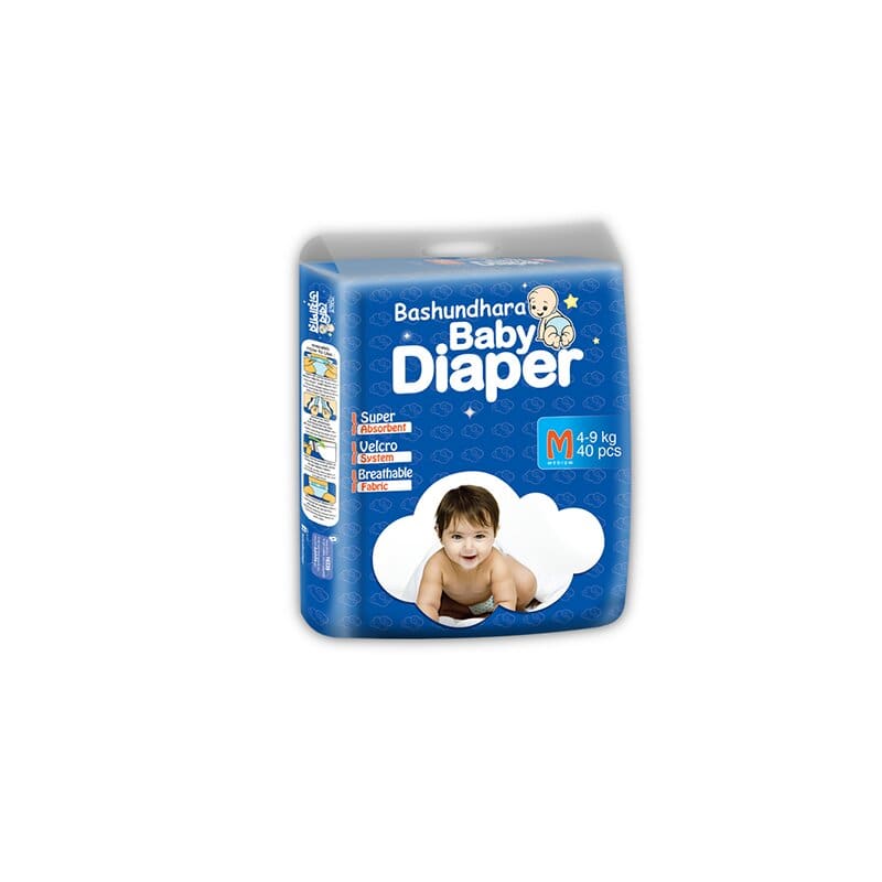 2 M Bashundhara Baby Diaper (Standard) Bashundhara Baby Diaper St Series M (4-9 Kg) 34 pcs - Image 1